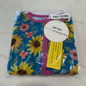 *NIB* 2T Little Sleepies Sunflower Fields Zippy with Purple Trim